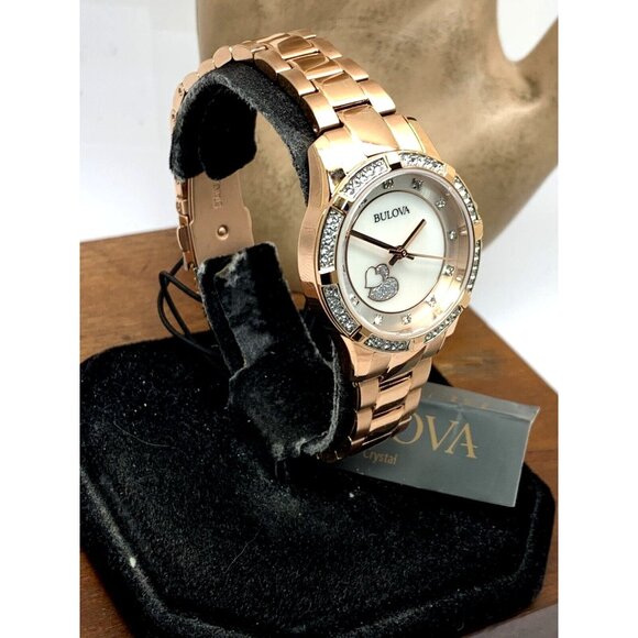 Bulova Women's Watch 98L303 Quartz Crystal Accent Rose Gold Stainless Steel - Picture 14 of 14